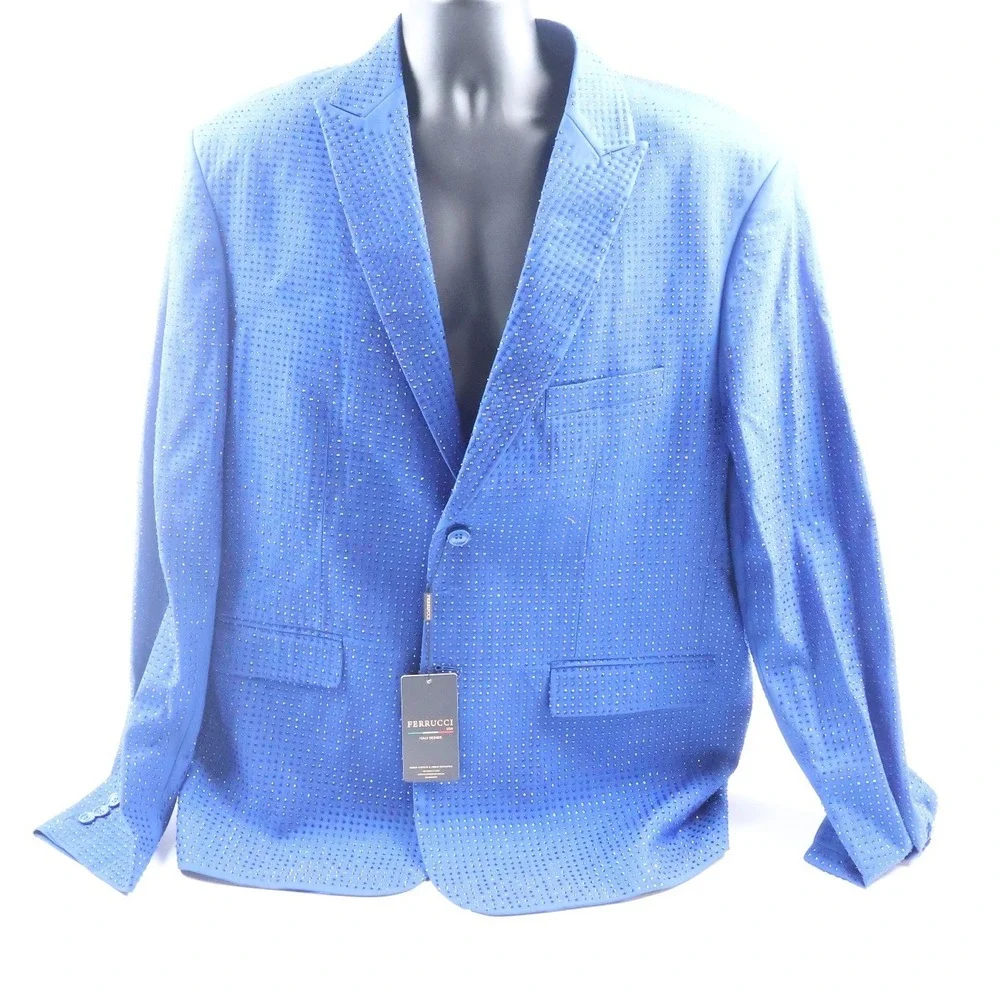Royal Blue Rhinestone Embellished Ferrucci 2 Piece Suit ST-30  50J 44P NWT